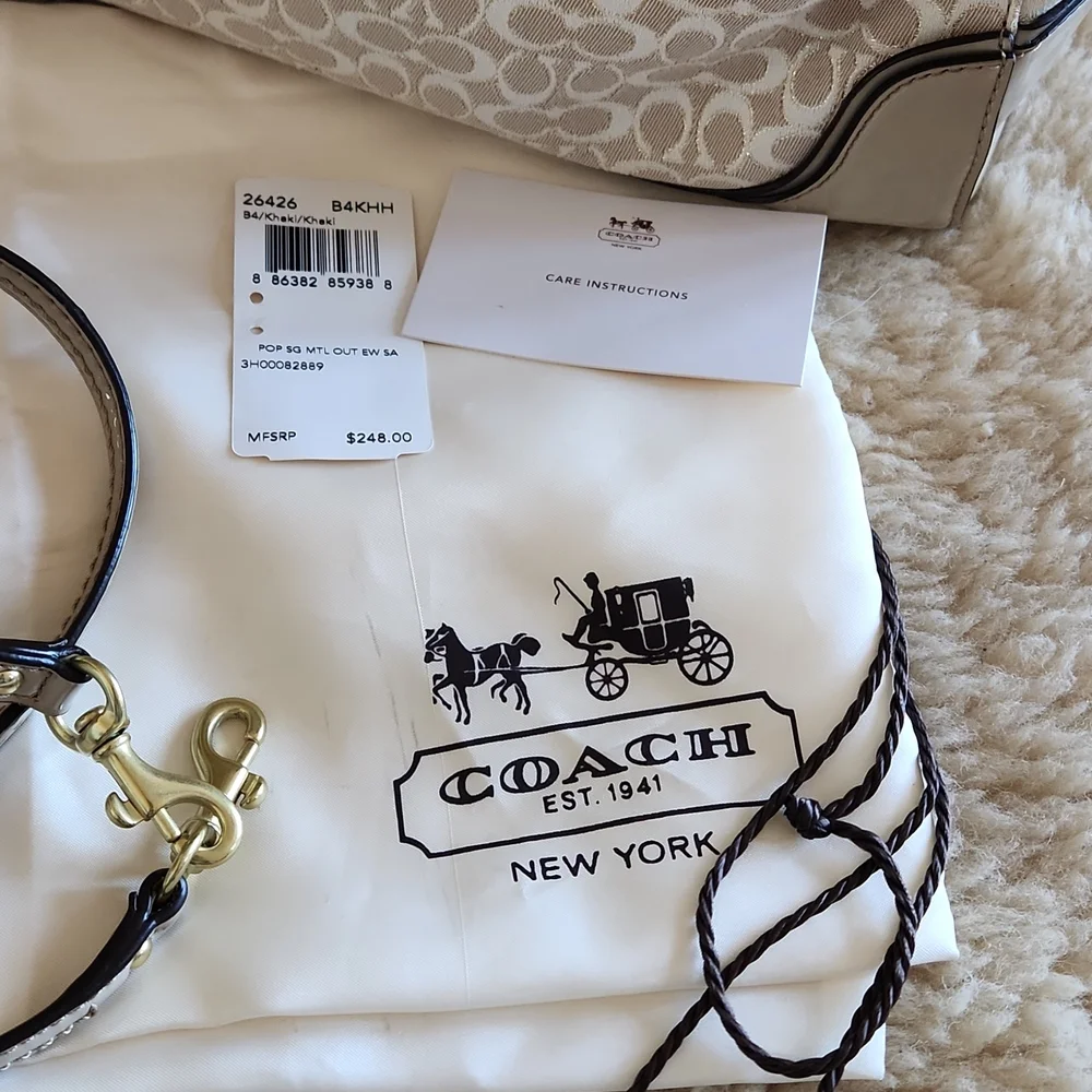 NWT Coach Pop Signature East West Satchel Bag 🤎👜💜 - Picture 4 of 16